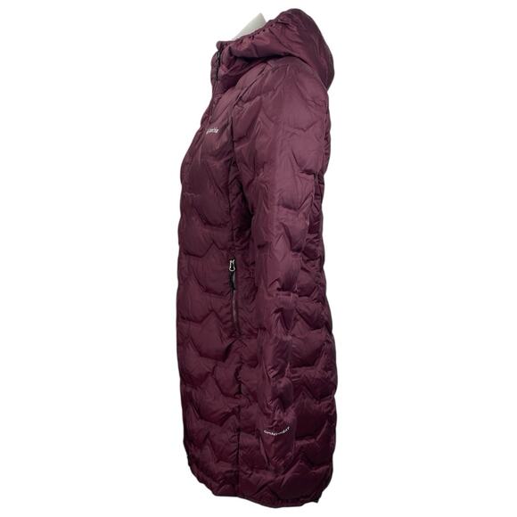 Columbia Delta Ridge Long Down Red Hooded Puffer Quilted Full Zip Jacket Size XS - Picture 2 of 5